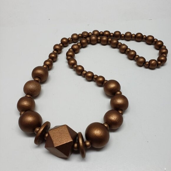 Women's Stunning Lightweight Brown plastic Beads Stretchy Necklace, 22" Stylish - Picture 6 of 7